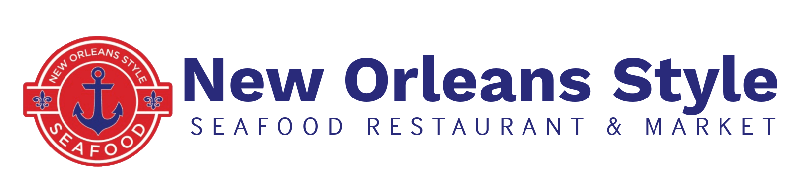 New Orleans Style Horizontal Logo Blue text and Icon